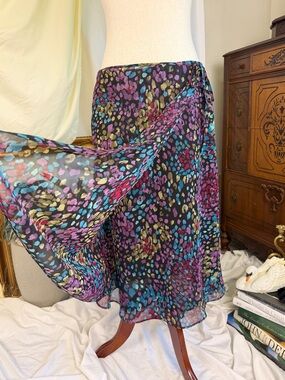 Y2K style Cato Floral Skirt Multicolor Boho Cottagecore Flowy Midi Skirt Summer